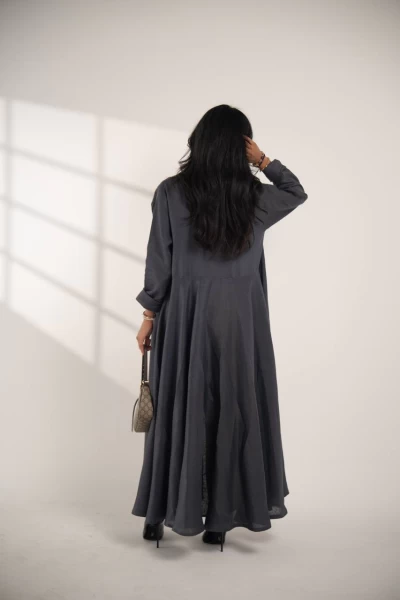 Black linen blazer abaya C:IB336